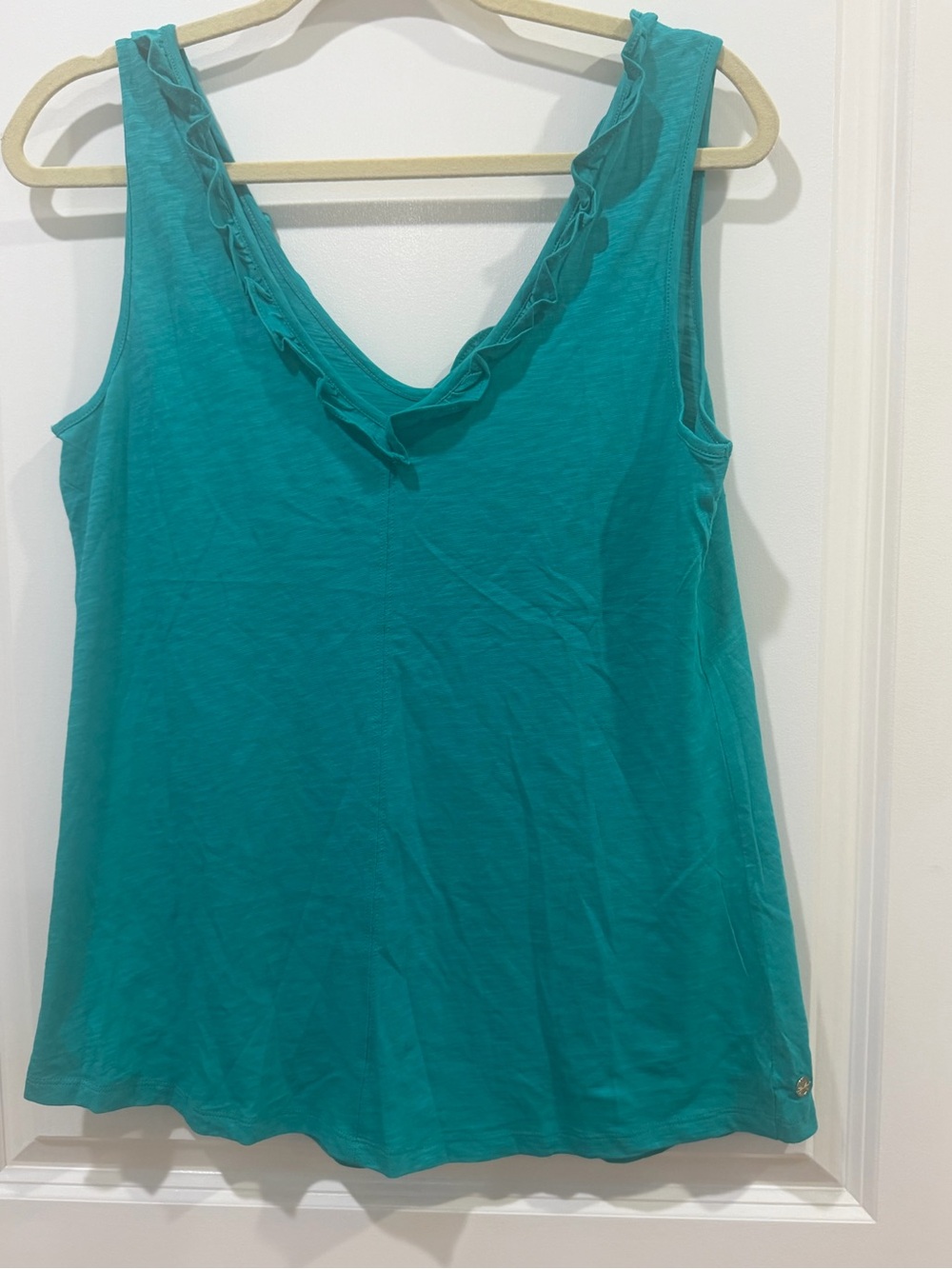 Lilly Pulitzer Teal Ruffle V-Neck Tank